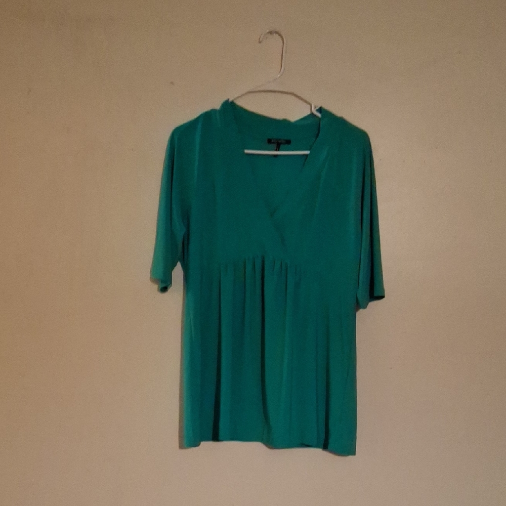 Daisy Fuentes Teal V-Neck Blouse
